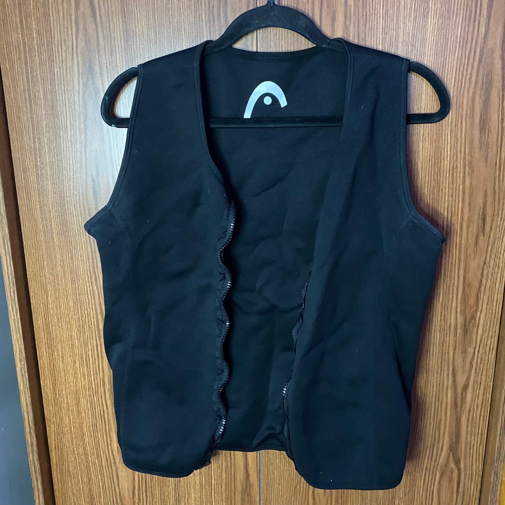 HEAD Sauna Vest Mens Medium Black Neoprene Full Zip Compression Sweat Vest